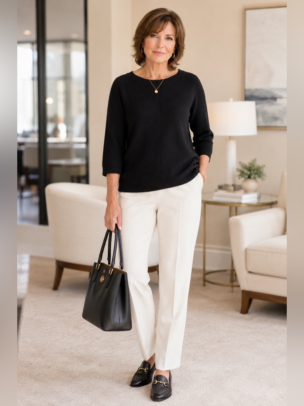 Talbots‎ Petites Pure Merino Wool Black Textured Sweater LP Classic Knit Top